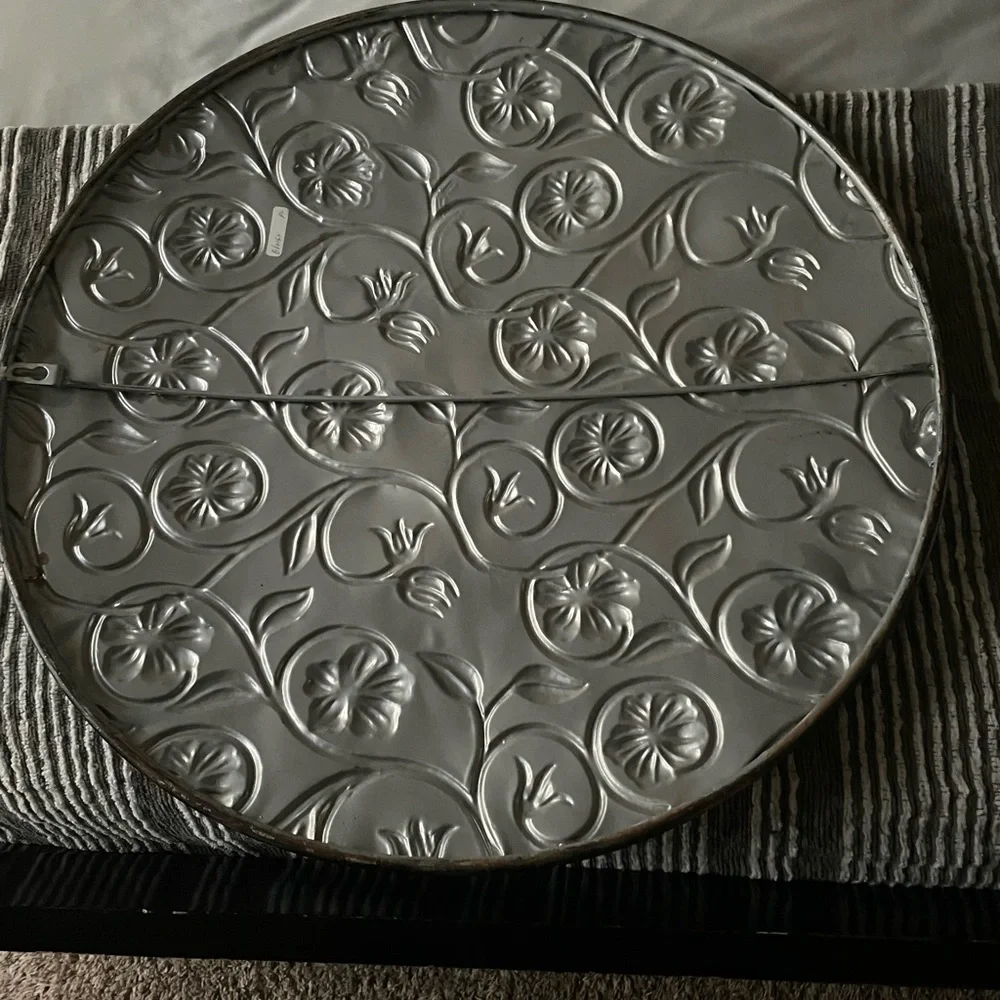 Metal Ornate Embossed Round Wall Decor 26X26 - Picture 2 of 2